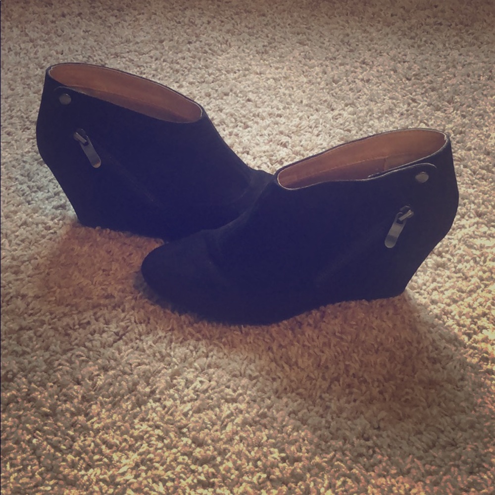 Black Wedge Booties